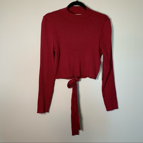 Women’s new Madden Girl red ribbed open back cropped sweater size juniors XL - Picture 1 of 4